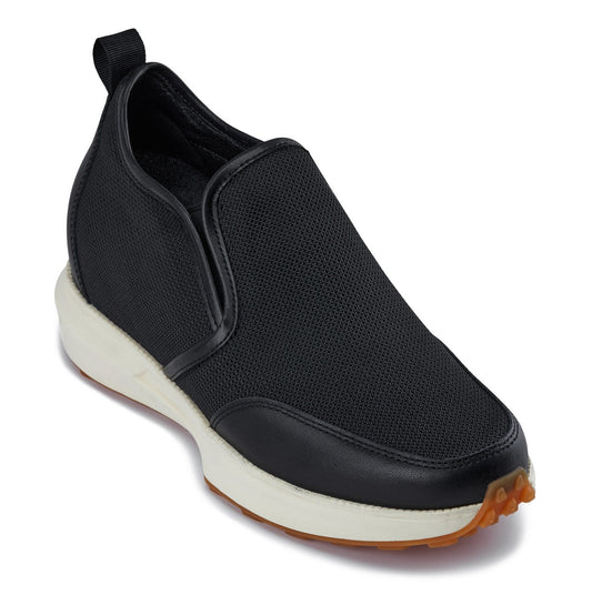 CALTO - J1433  - 3.3 Inches Taller (Black) - Casual Chunky Sole Sneaker Loafers
