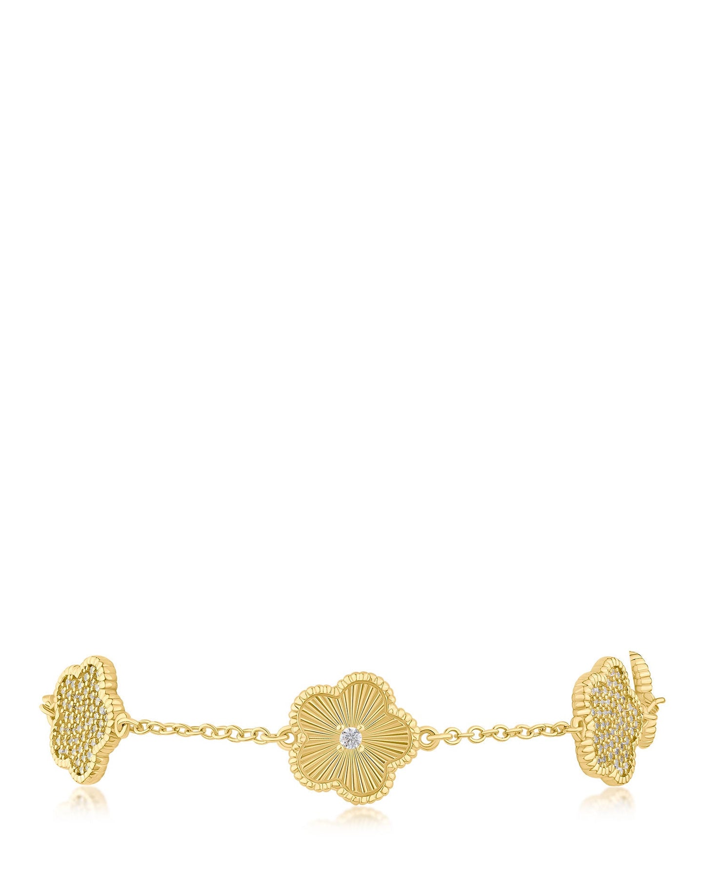 Alternating Pave Clover Bracelet