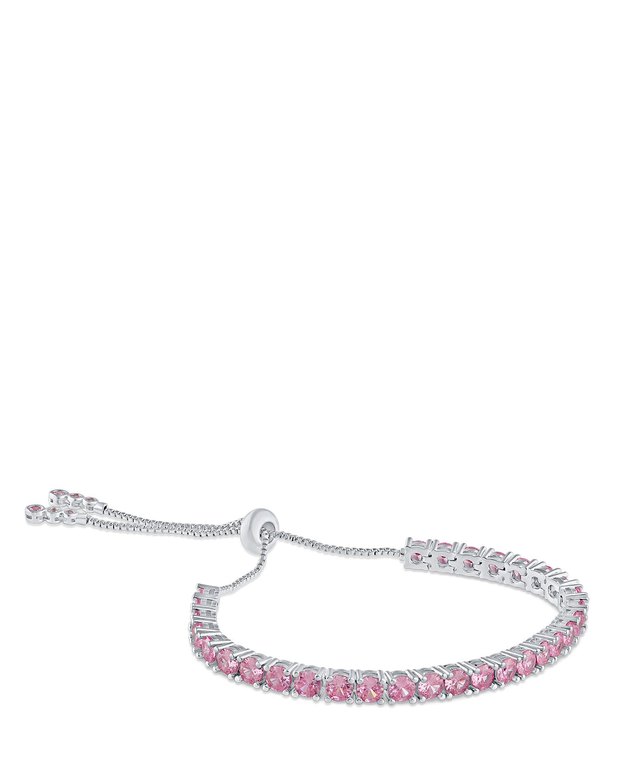 Pink Round CZ Bolo Bracelet