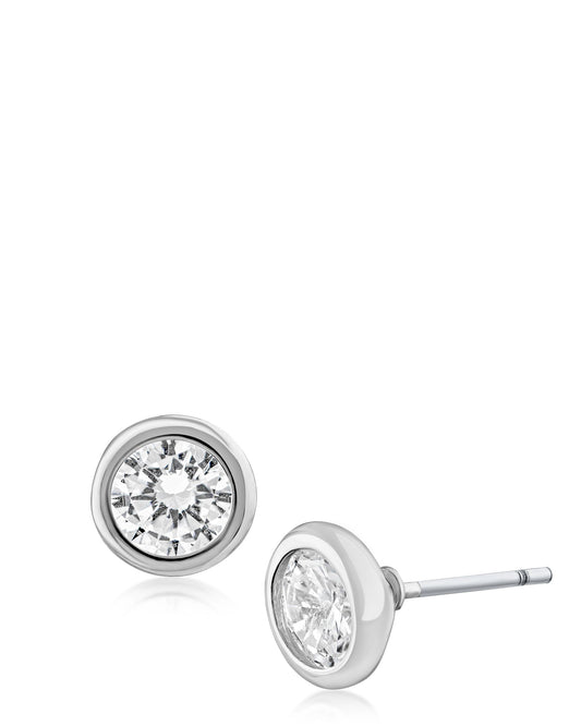 Bezel Set Stud Earrings
