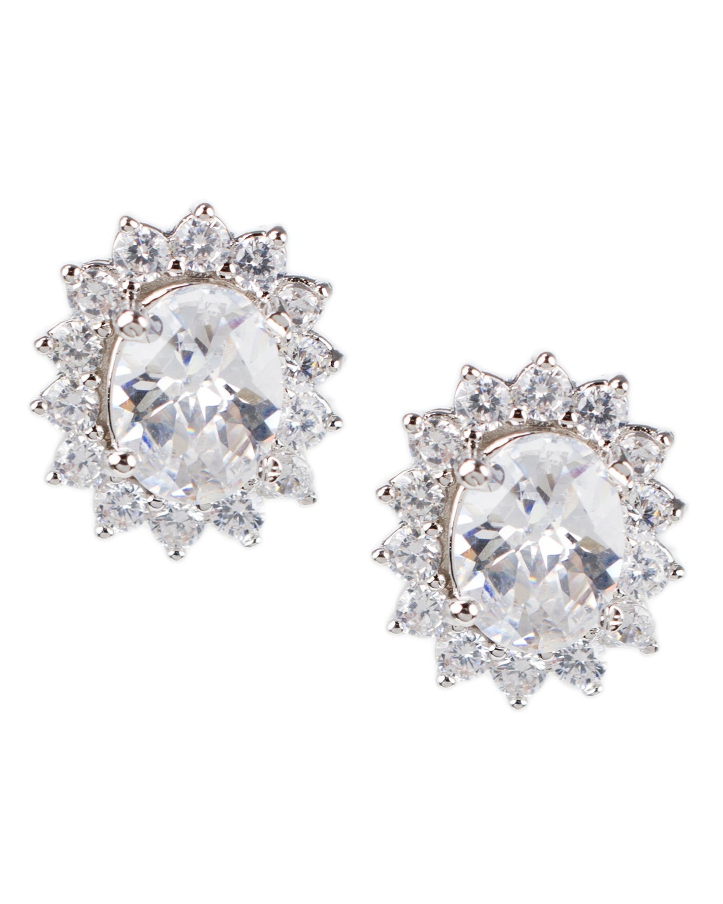 Oval Halo Pierced Earrings