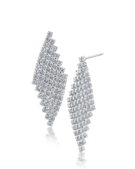 CZ Mesh Design Drop Earrings