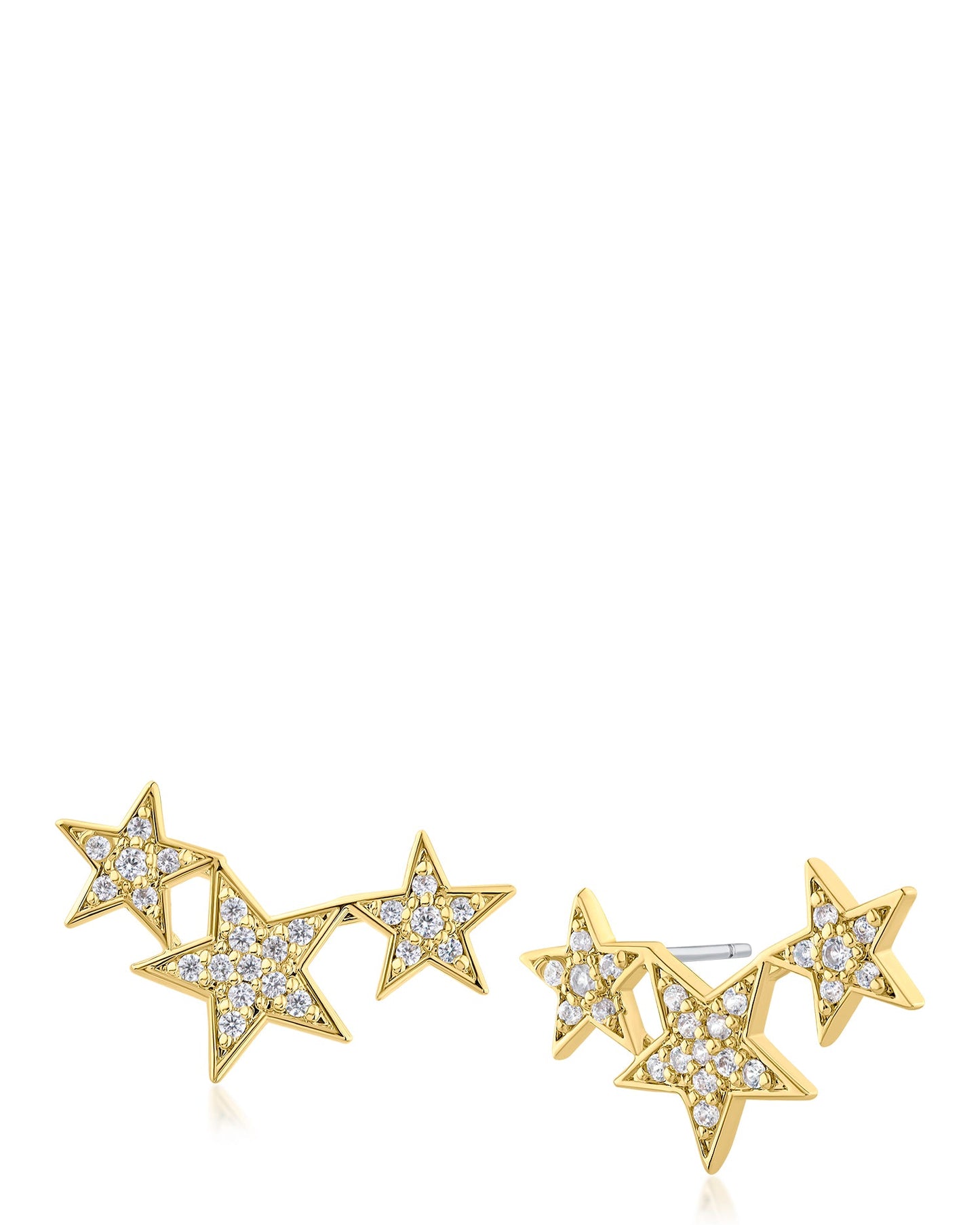 Triple Star Mini Crawler Earrings