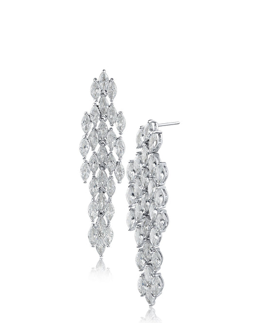 Marquise CZ Cluster Drop Earrings
