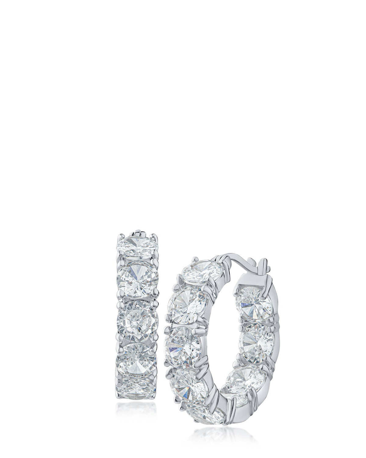 1" Round CZ Hoop Earrings