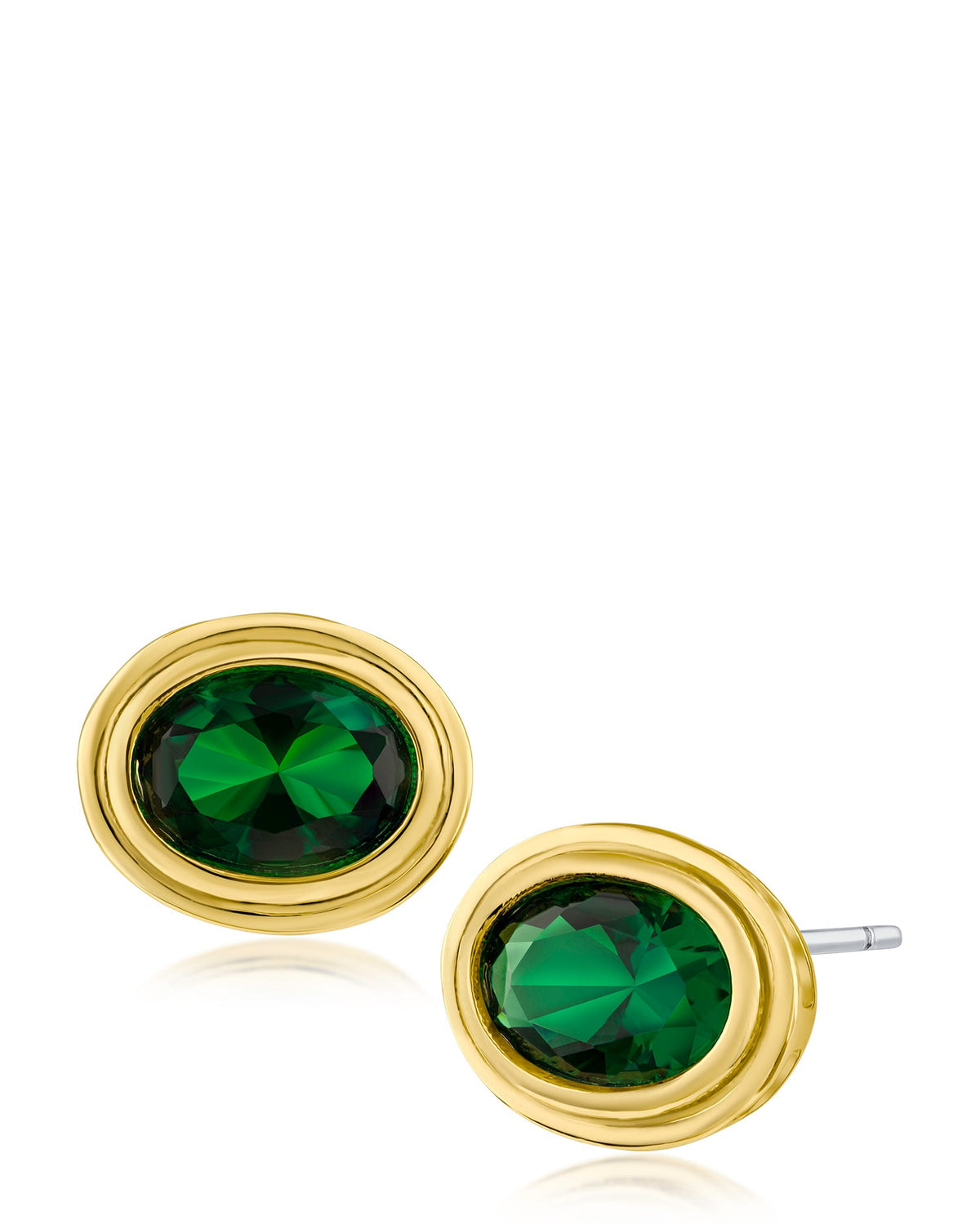 Oval Vintage Bezel Stud Earrings