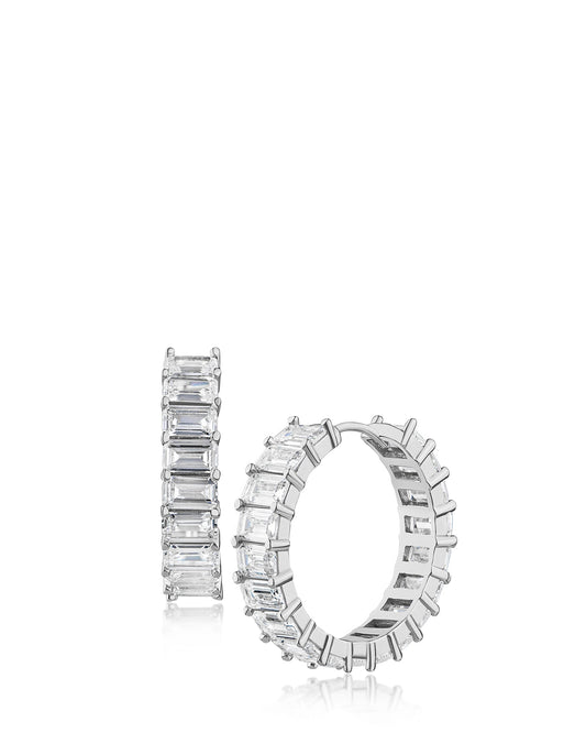 Emerald CZ Hoop Earrings