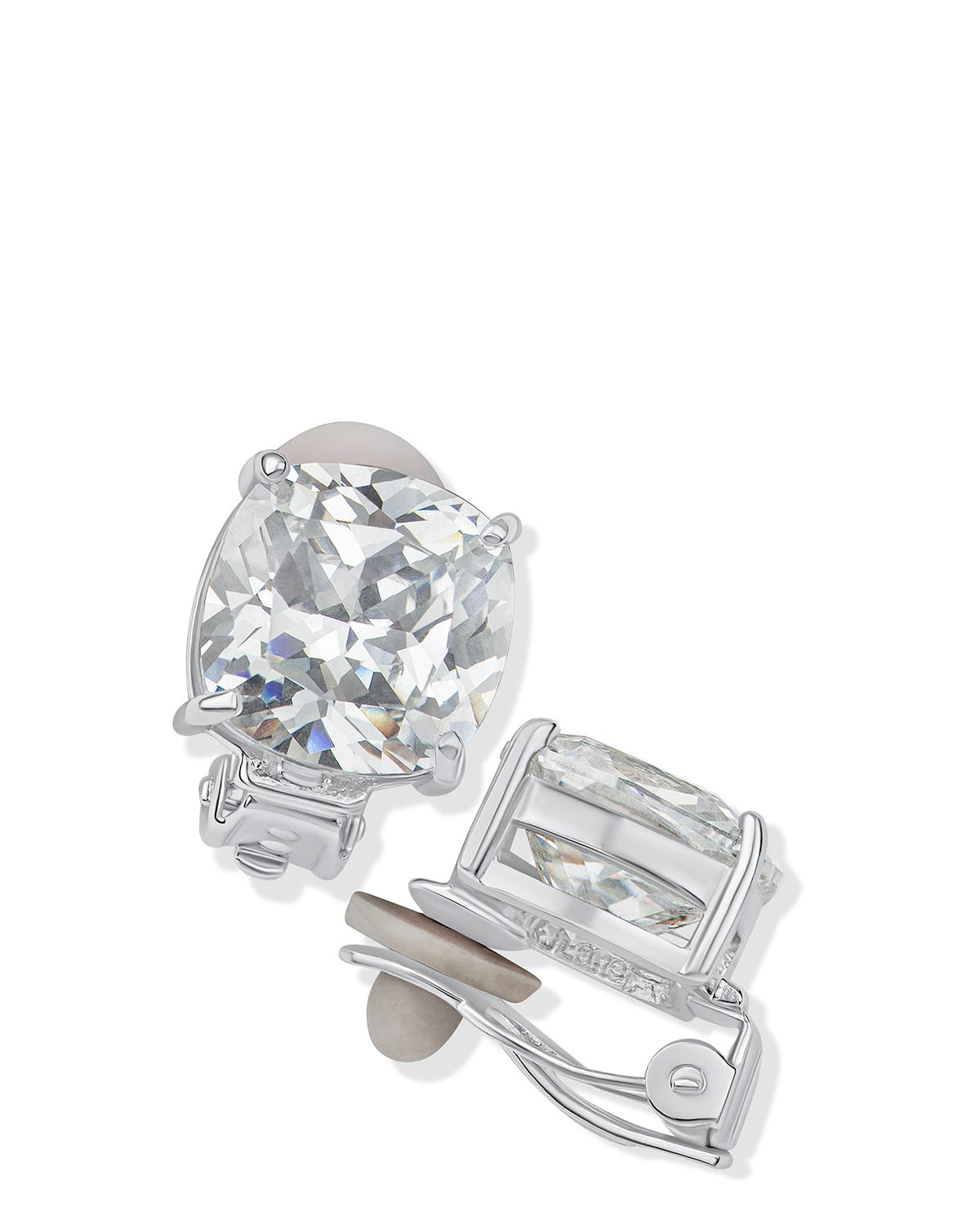 Cushion CZ Clip On Earrings