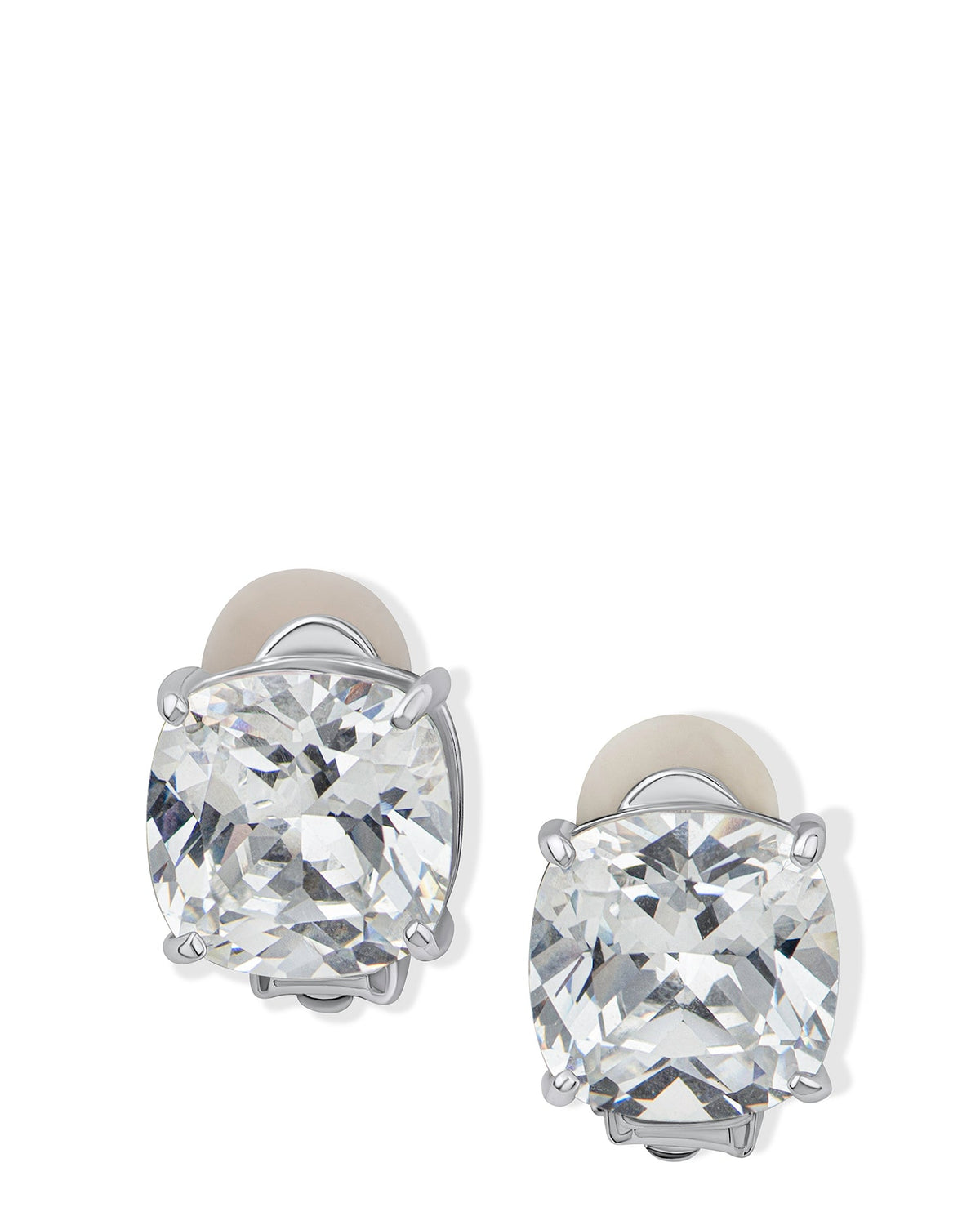 Cushion CZ Clip On Earrings