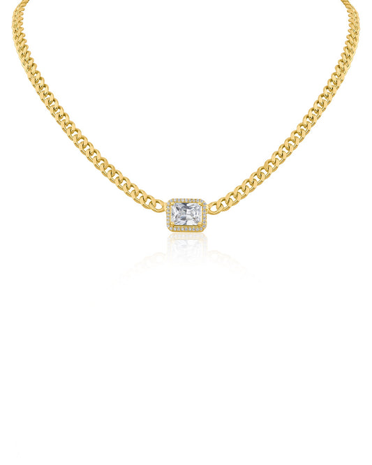 Emerald CZ Center Chain Necklace