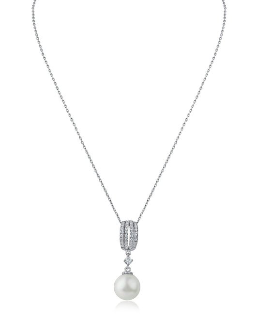 CZ and Pearl Pendant Necklace