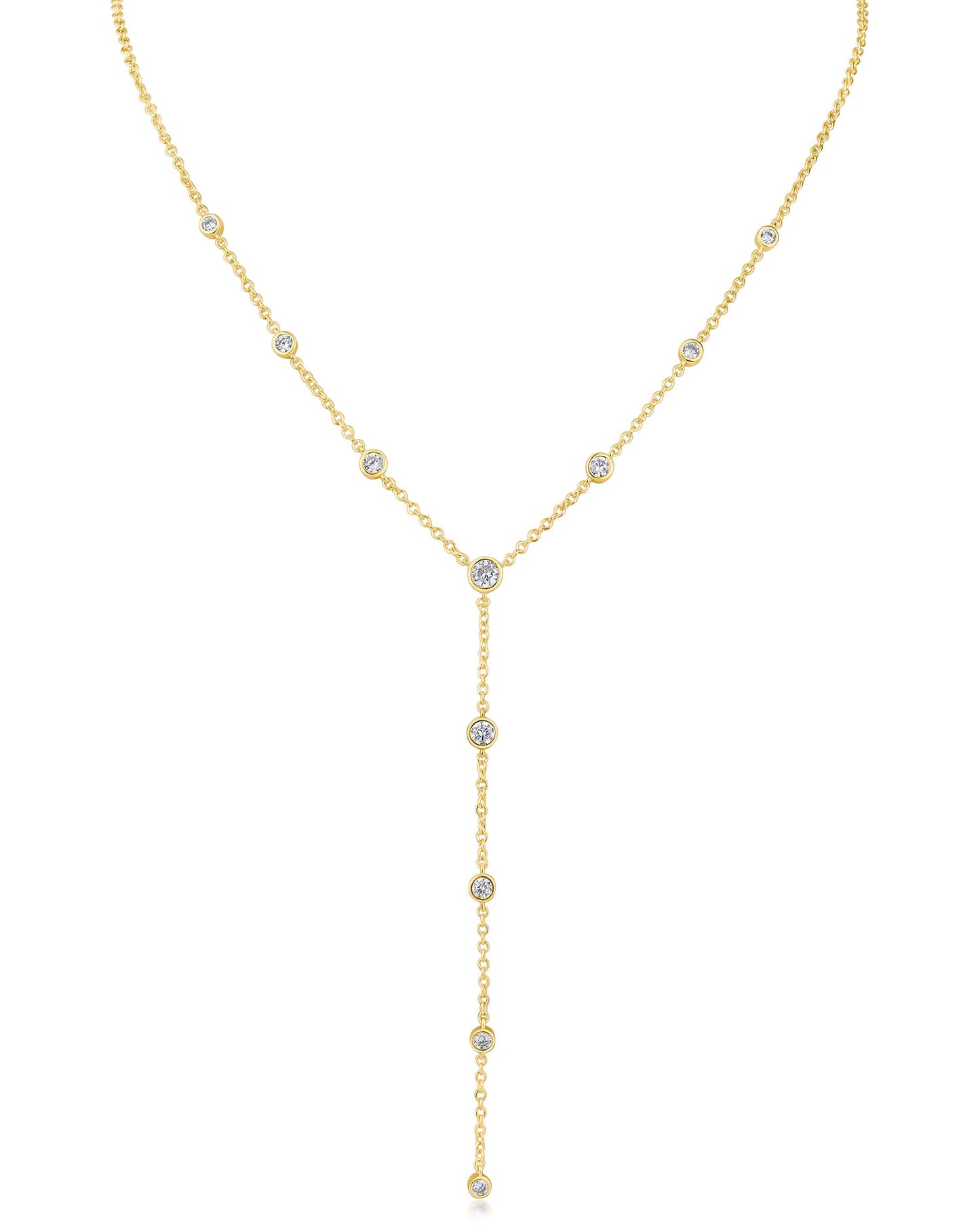 Round CZ Bezel Y-Necklace