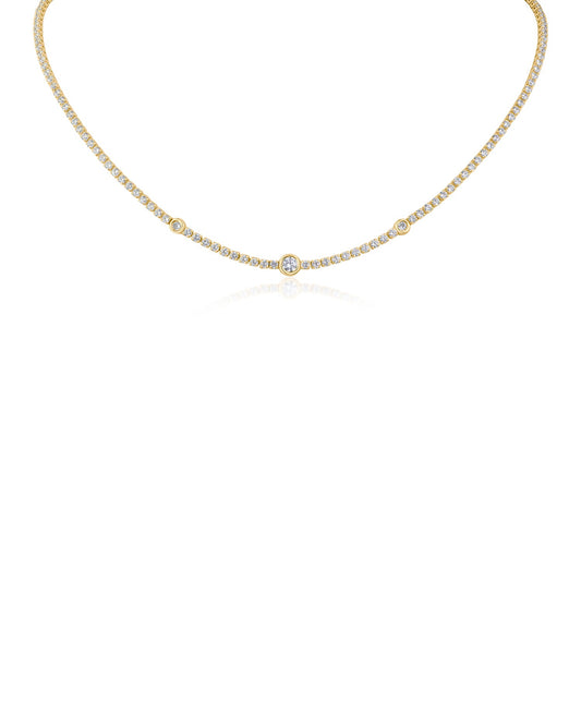 Bezel Station Tennis Necklace