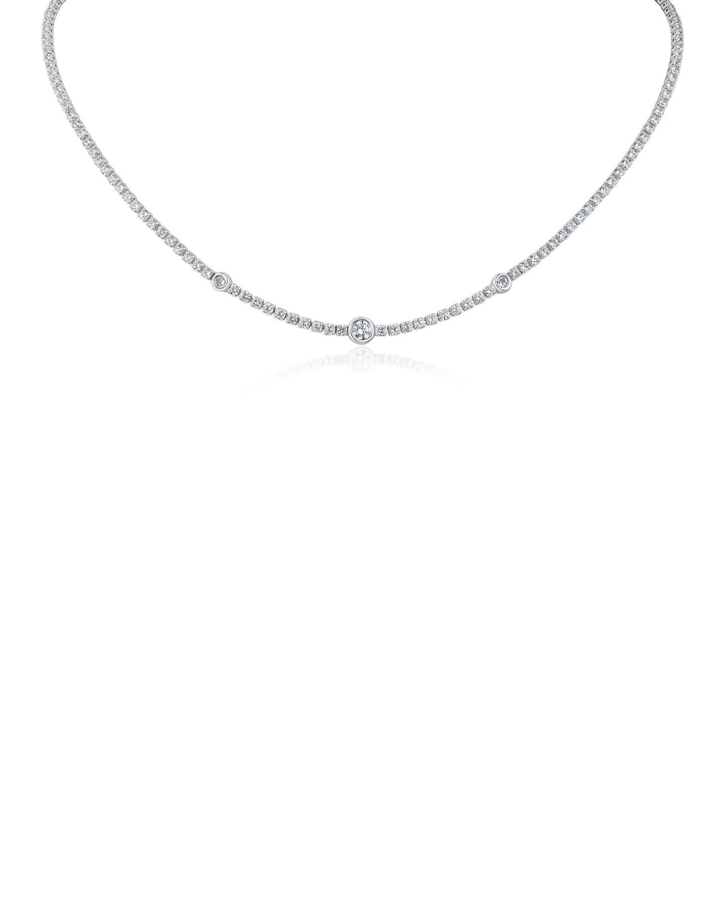 Bezel Station Tennis Necklace