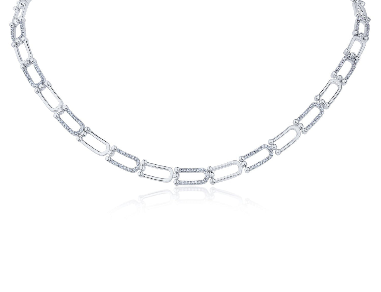 CZ Link Collar Necklace