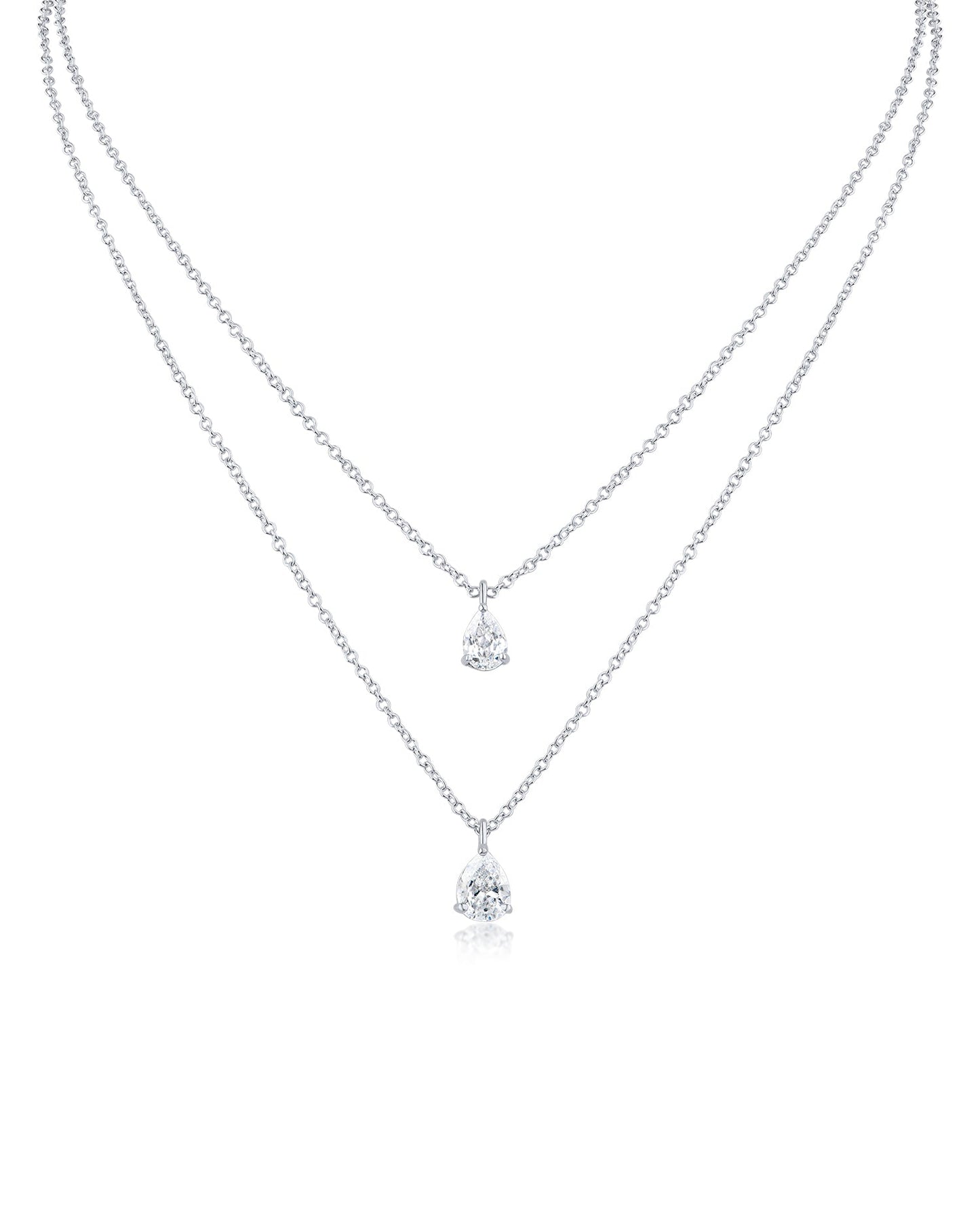 Double Stranded Pear CZ Necklace