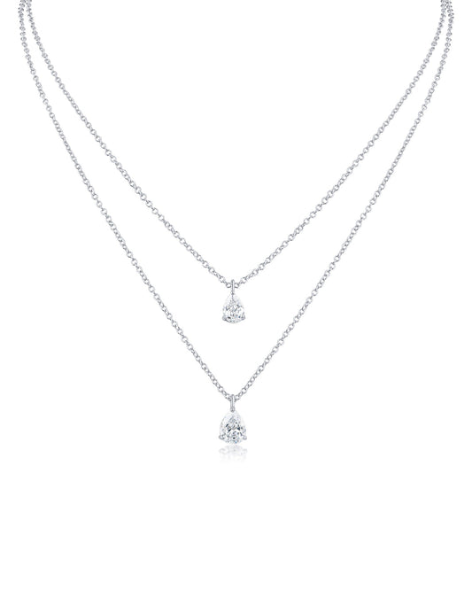 Double Stranded Pear CZ Necklace