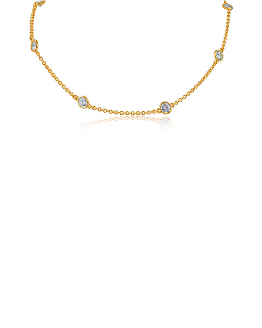16" Yellow Gold Station Necklace