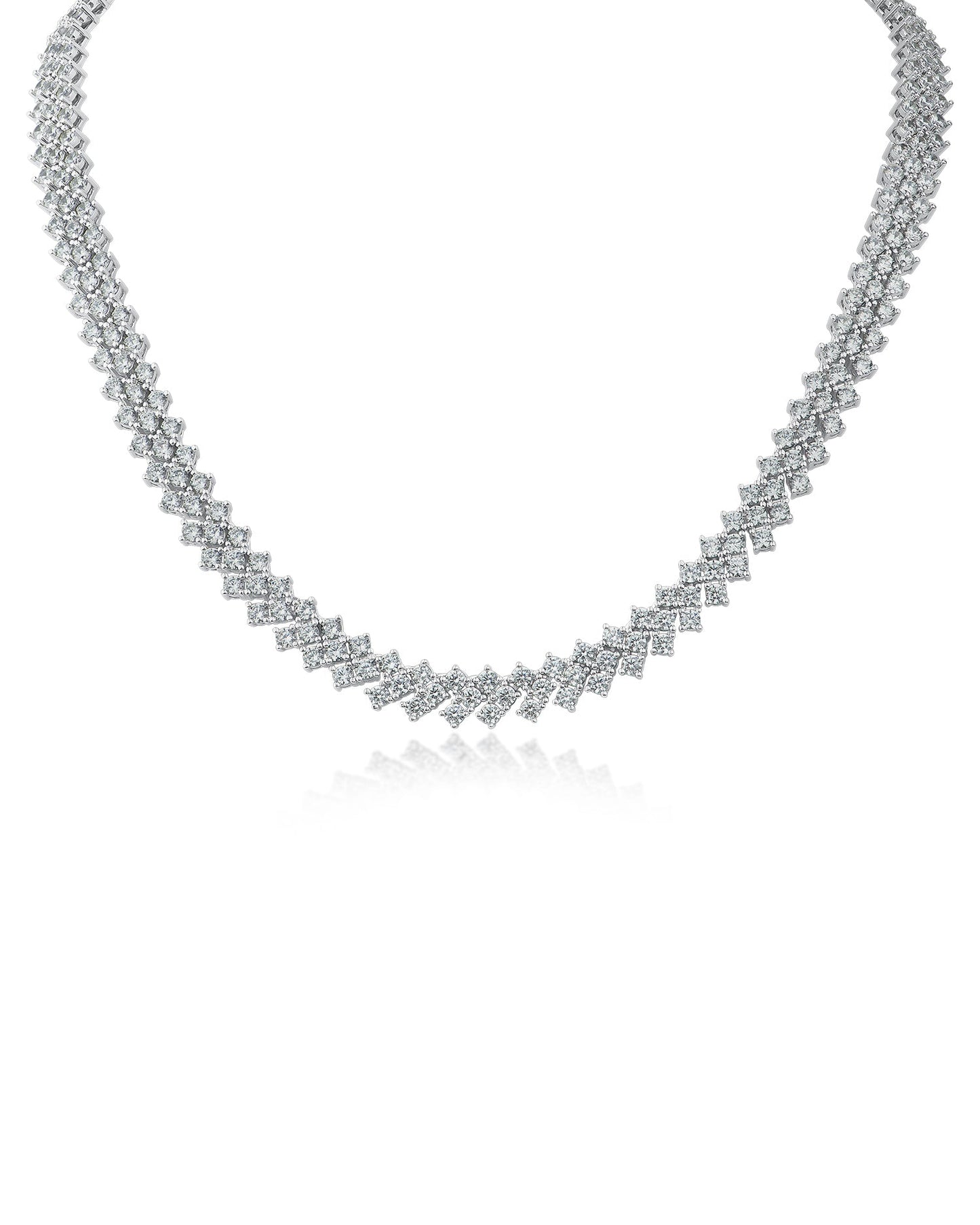 Round CZ Chevron Necklace