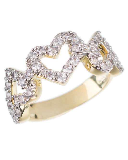 Interlocking Pave Hearts Band