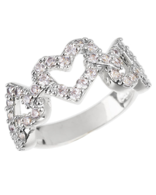 Interlocking Pave Hearts Band
