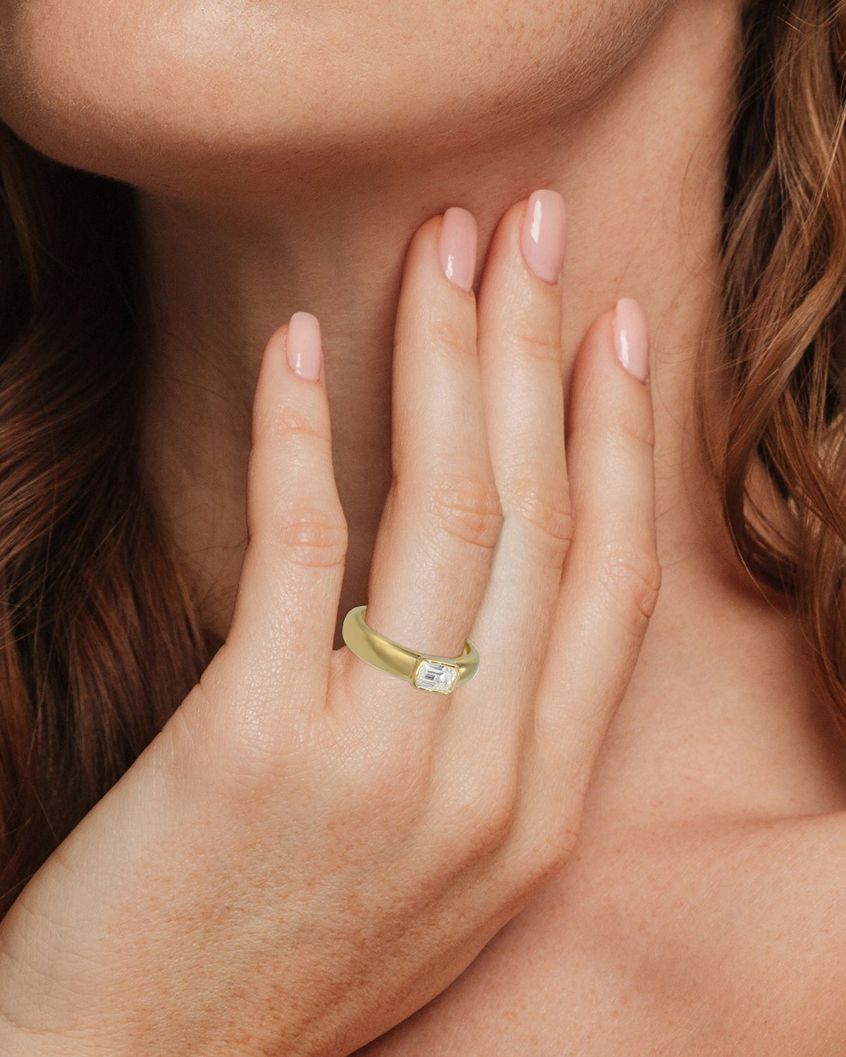 Gold Band with Emerald CZ