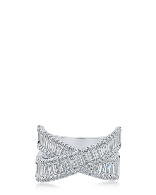 Baguette CZ Interlace Ring