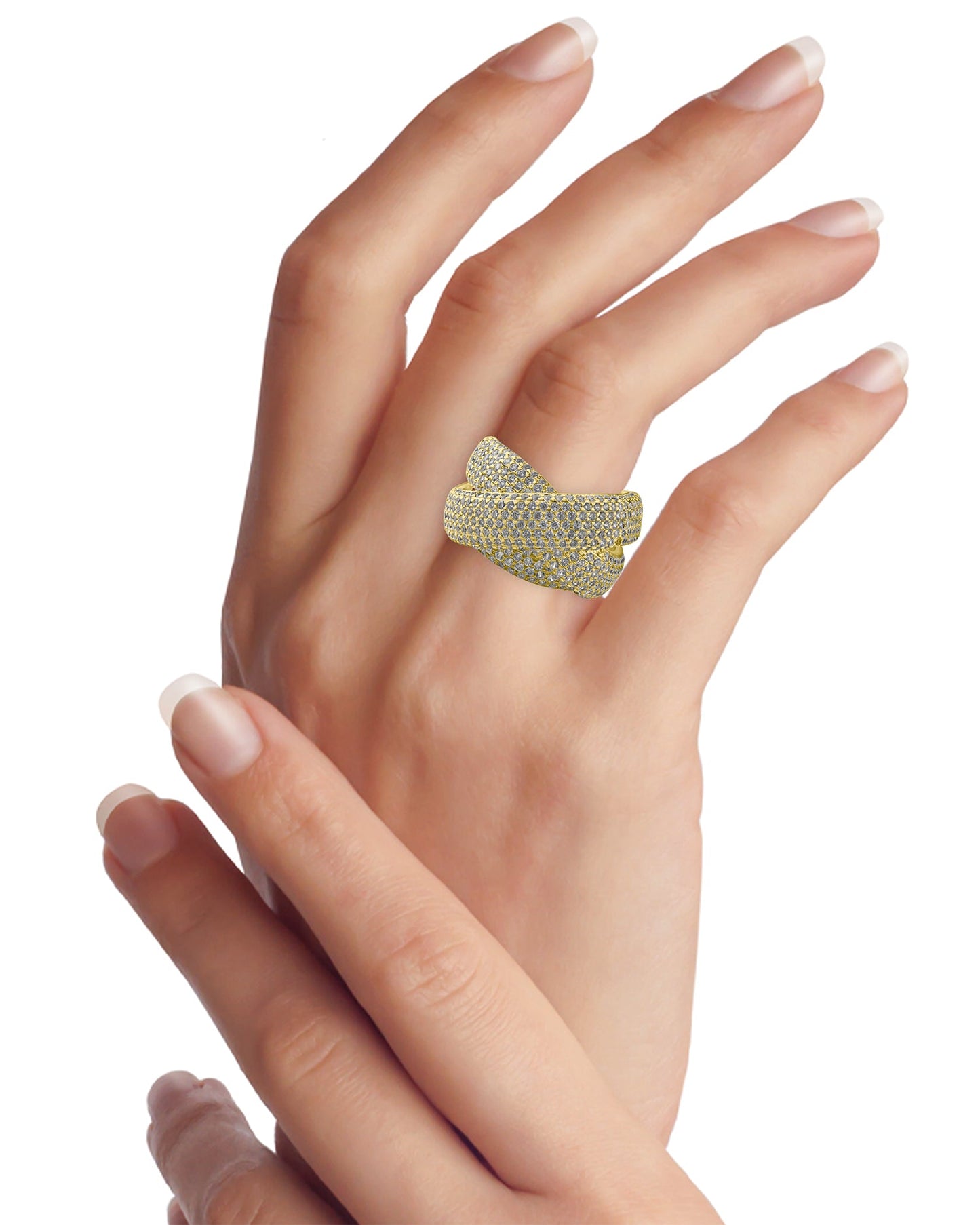 Pave CZ Triple Crossover Ring