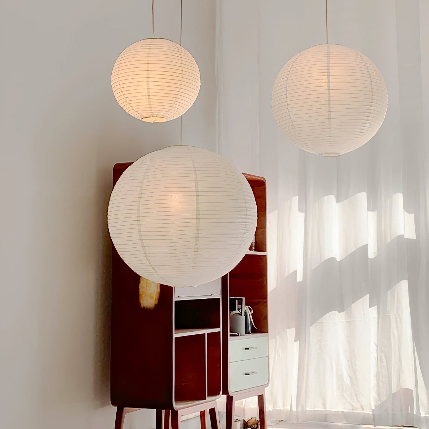 Akari A Pendant Swag Light (black plug wire)