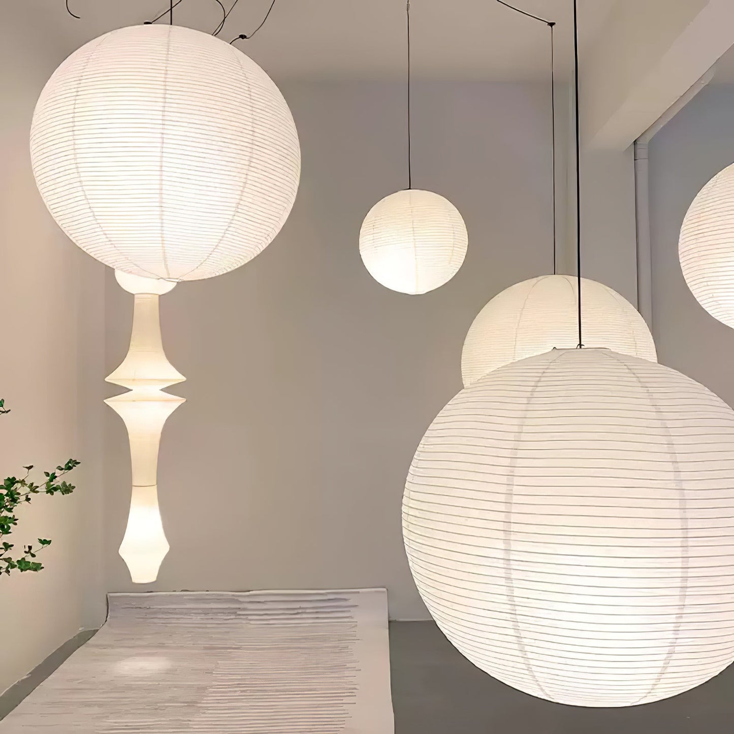 Akari A Pendant Swag Light (black plug wire)