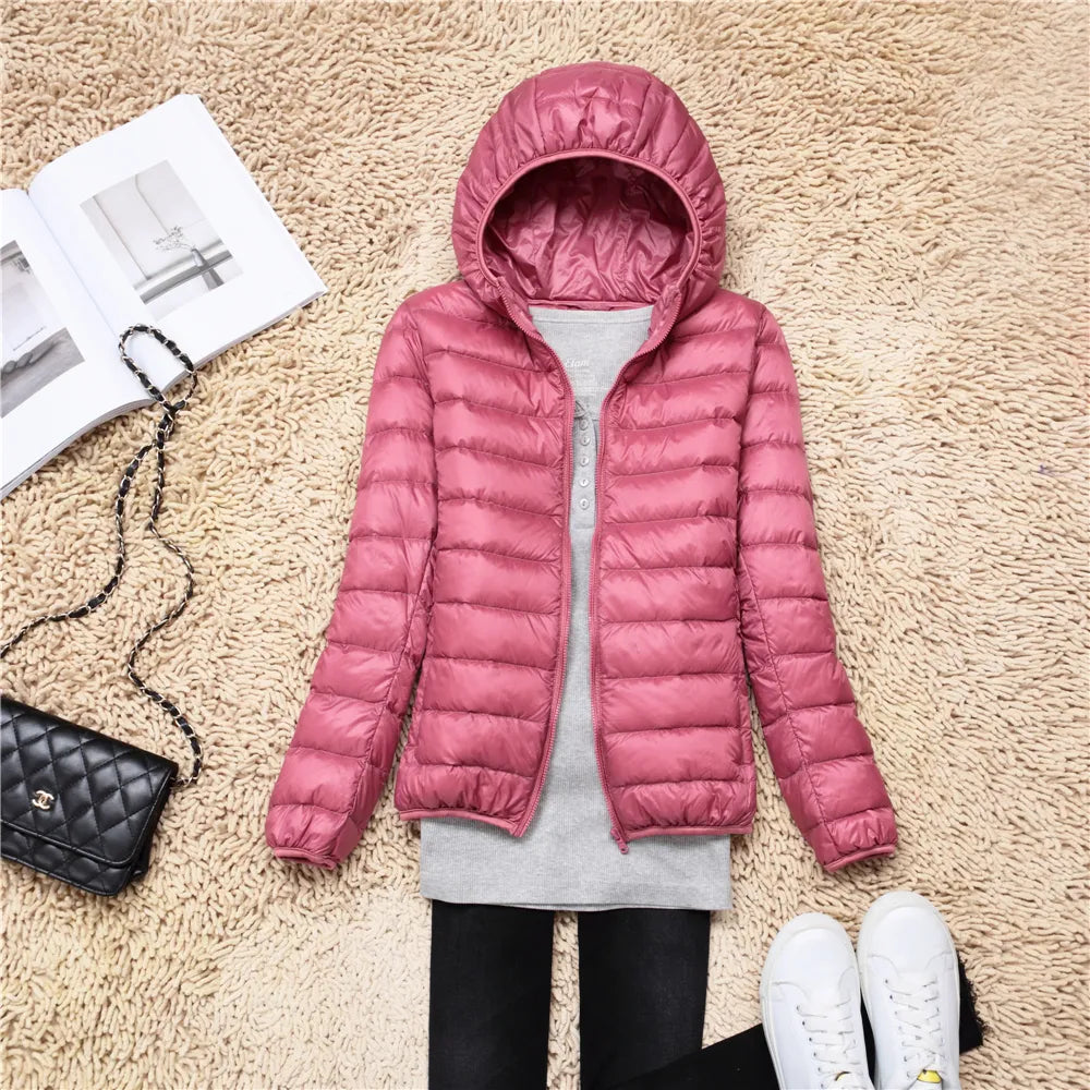 Women's Lightweight Packable Puffer Jacket | Hooded Down Coat