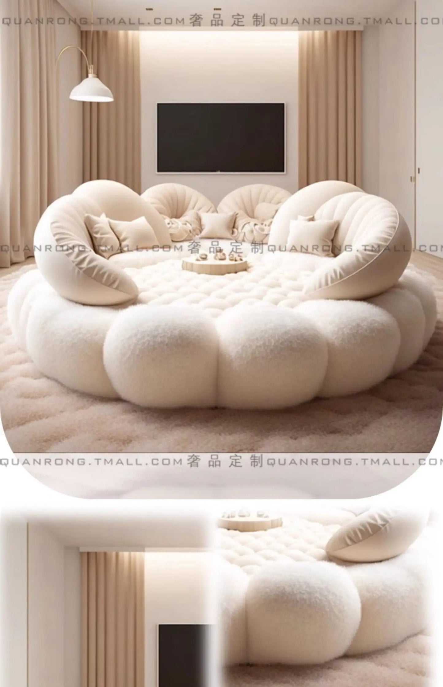 Round Aesthetics Soft Bed Frame