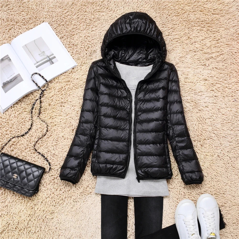 Women's Lightweight Packable Puffer Jacket | Hooded Down Coat