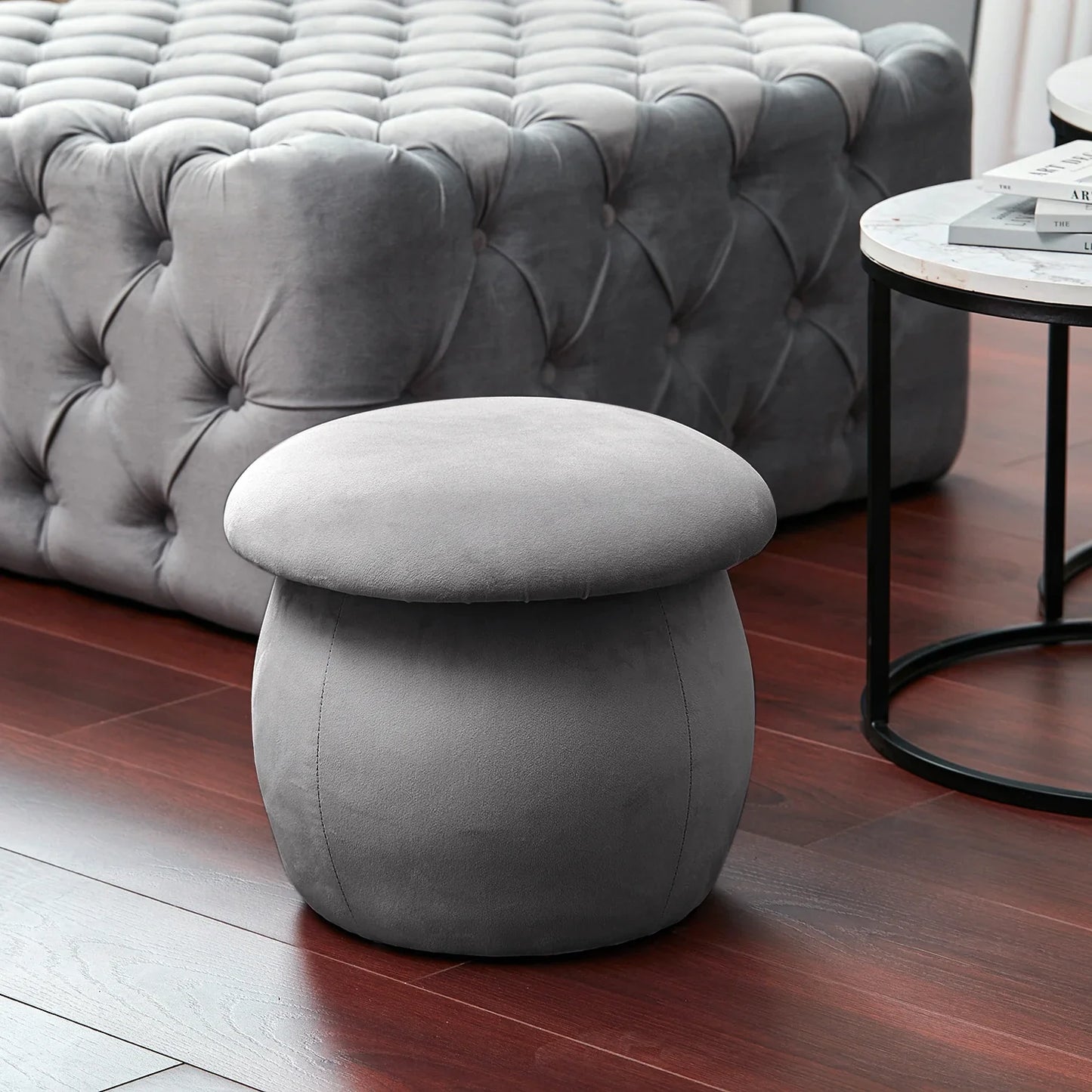 Simple Velvet Mushroom Footstool
