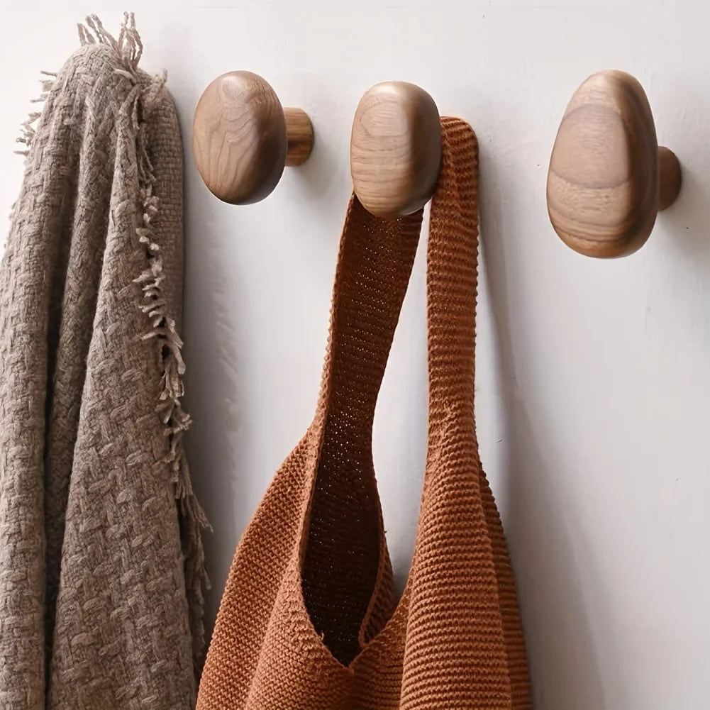4pcs Wooden Coat Rack Wall Mounted