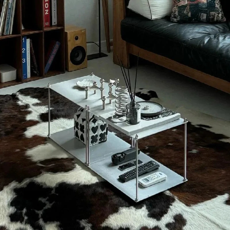 Stainless Steel Metal Bauhaus Modular Storage Rack Floor Stand Living Room Bedside Table Bookshelf Edge Coffee Movable Corner