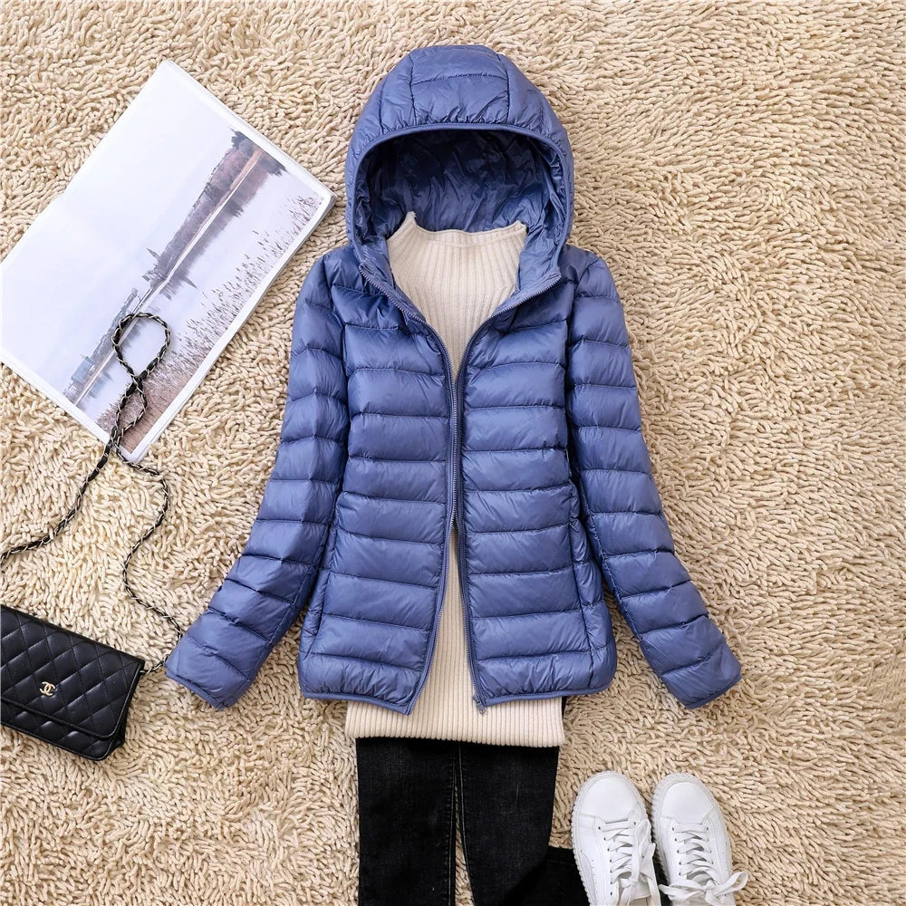 Women's Lightweight Packable Puffer Jacket | Hooded Down Coat
