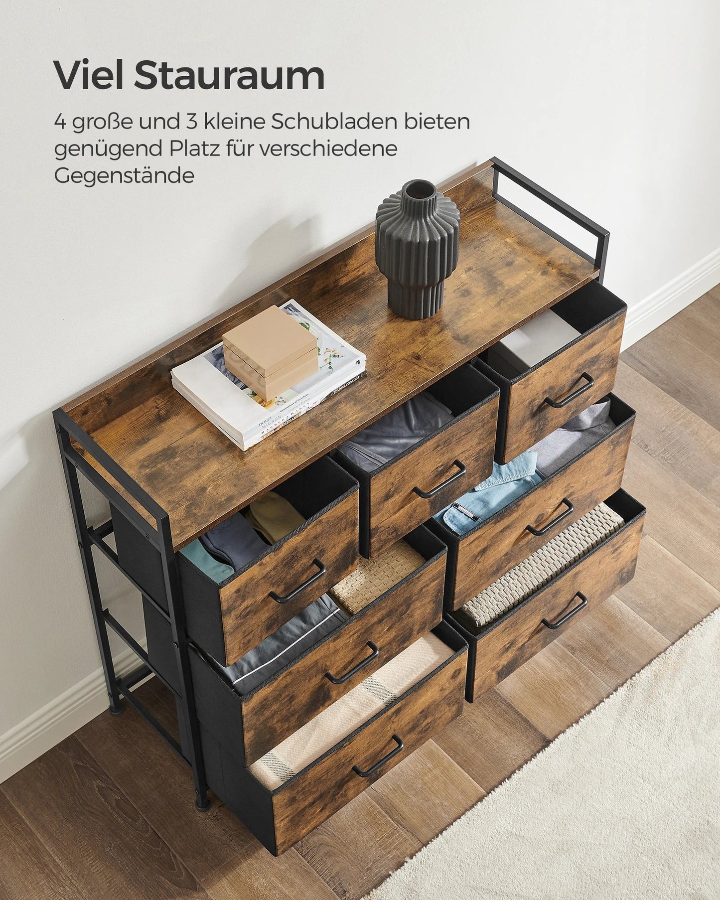 7 Drawers Industrial Style Metal Frame Dresser