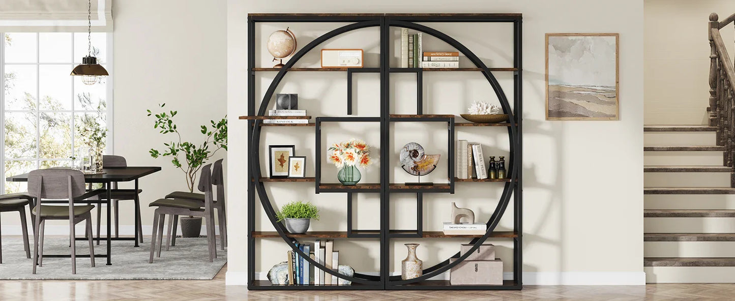 Bookshelf, Industrial 5-Tier Etagere Bookcase, 70.8 inch Tall Bookshelf , Book Shelf Display Tack Shelving Unit