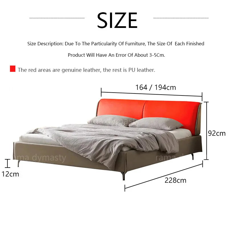 Modern Leather Wingback King/Queen Soft Bed Frame with Upholstered Headboard Can be Customzied