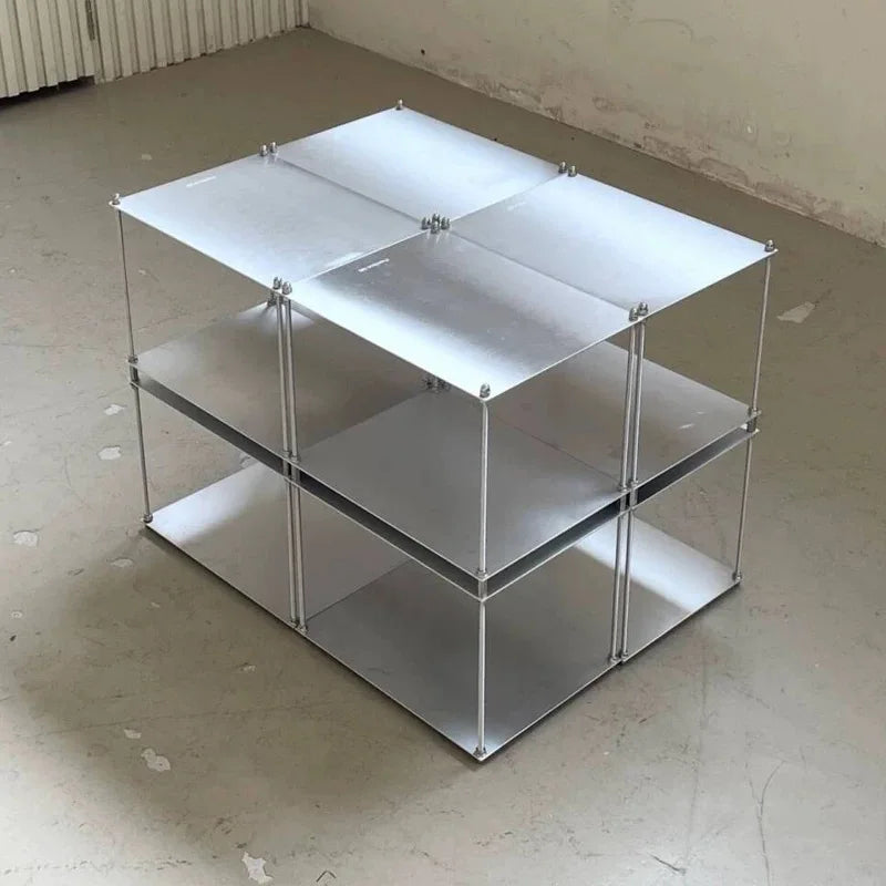 Stainless Steel Metal Bauhaus Modular Storage Rack Floor Stand Living Room Bedside Table Bookshelf Edge Coffee Movable Corner