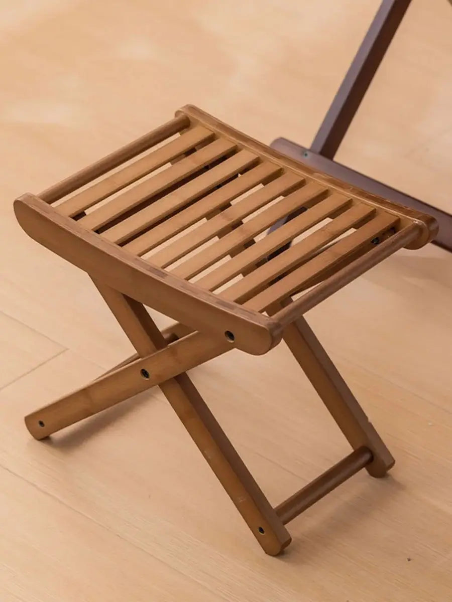 Portable Folding Bamboo Shower Stool - Spa-Style Foldable Bath Seat