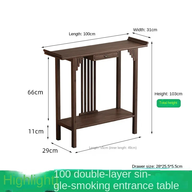 New Chinese-style offering table for the God of Wealth, bamboo and solid wood entrance cabinet, modern living room Buddhist nich