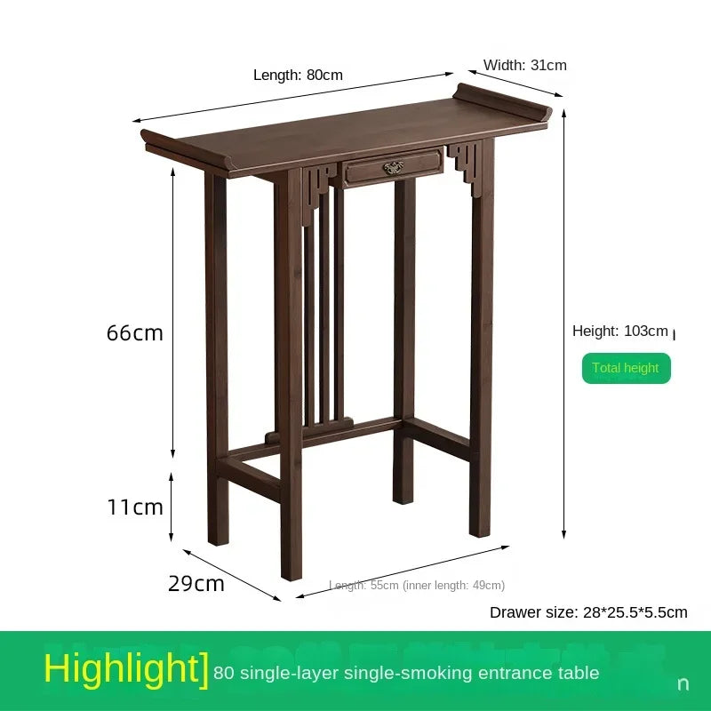 New Chinese-style offering table for the God of Wealth, bamboo and solid wood entrance cabinet, modern living room Buddhist nich