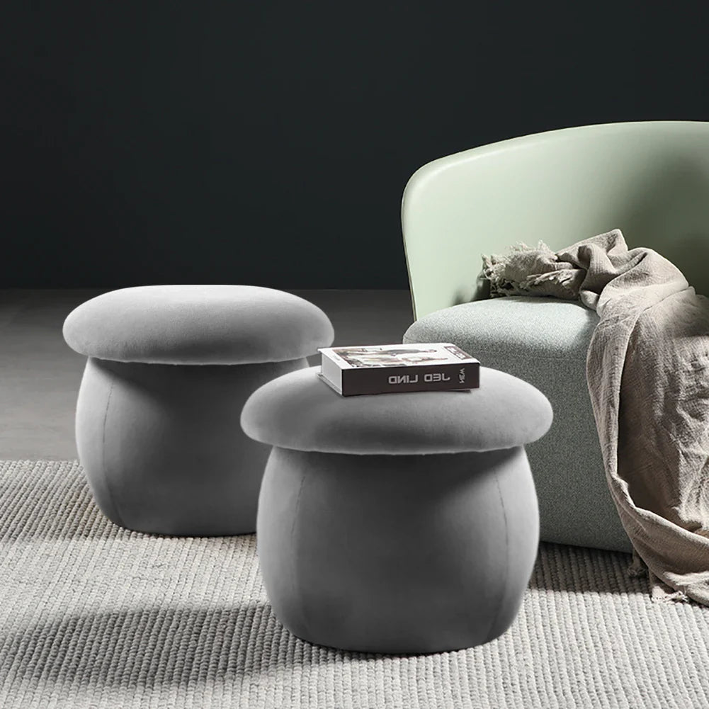 Simple Velvet Mushroom Footstool