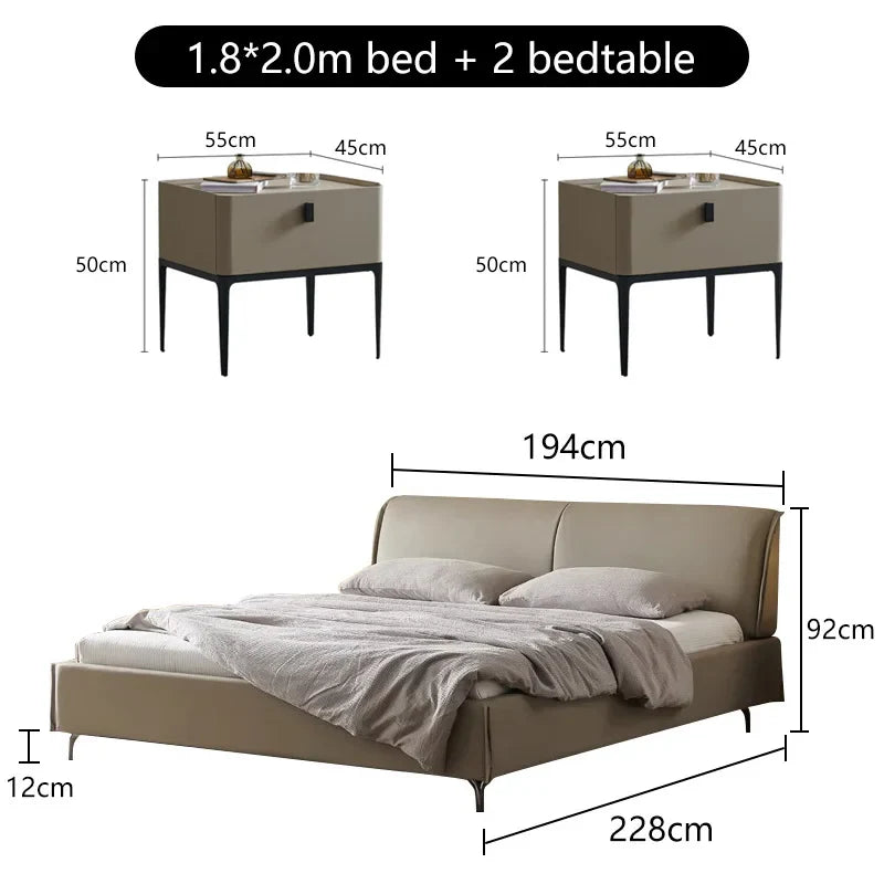 Modern Leather Wingback King/Queen Soft Bed Frame with Upholstered Headboard Can be Customzied