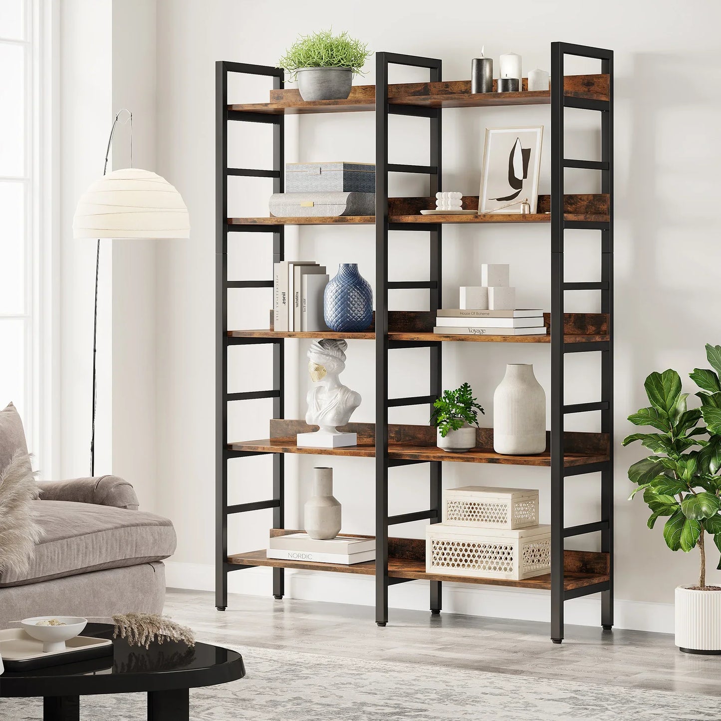 5-Tier Industrial Bookshelf