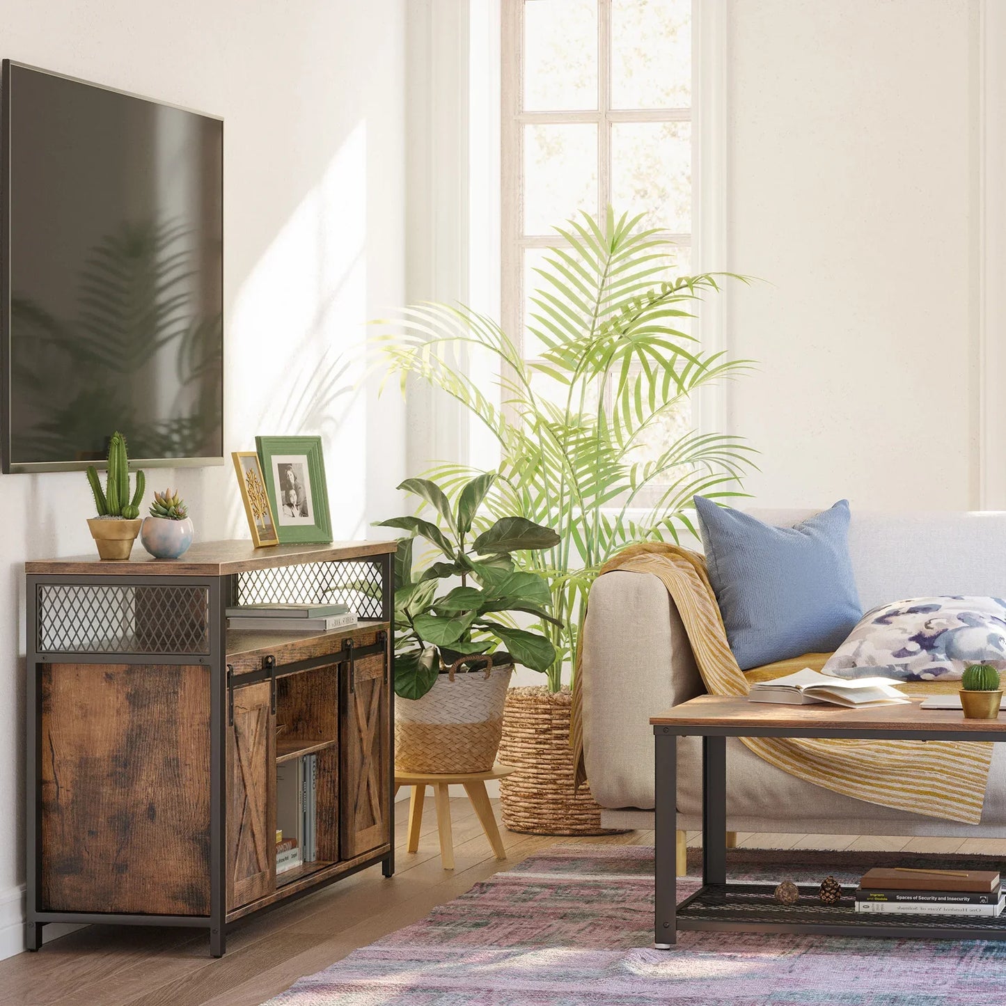 TV Cabinet with Sliding Barn Doors