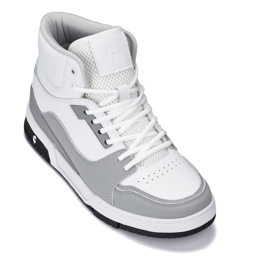 CALTO - S4751 - 3 Inches Taller (White/Grey) - High Top Sneakers