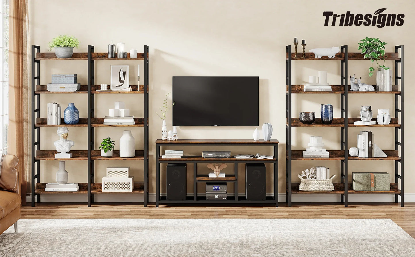 5-Tier Industrial Bookshelf